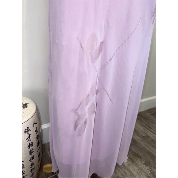 Y2K R&M Richards Lilac Chiffon Slip Dress Bias Cut Maxi Ruffle Hem Formal 12 - Picture 6 of 14